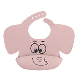Baby Silicone Elephant Printed Bibs and Sucker Plates Set
