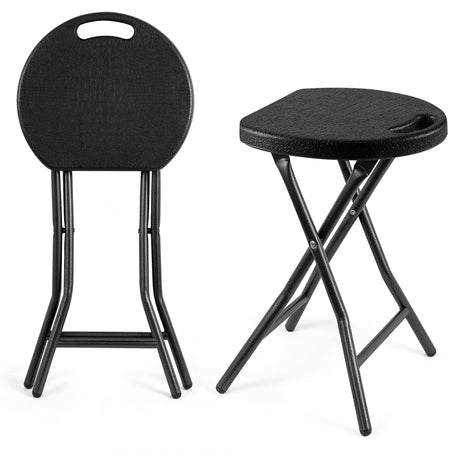 5Rcom Folding Stool 2 Pack Portable Stool Chairs with Handle Collapsible Stool for Adults with Heavy Duty Steel Frame Legs 500lbs Capacity for Camping RV Party Foldable Stool Black