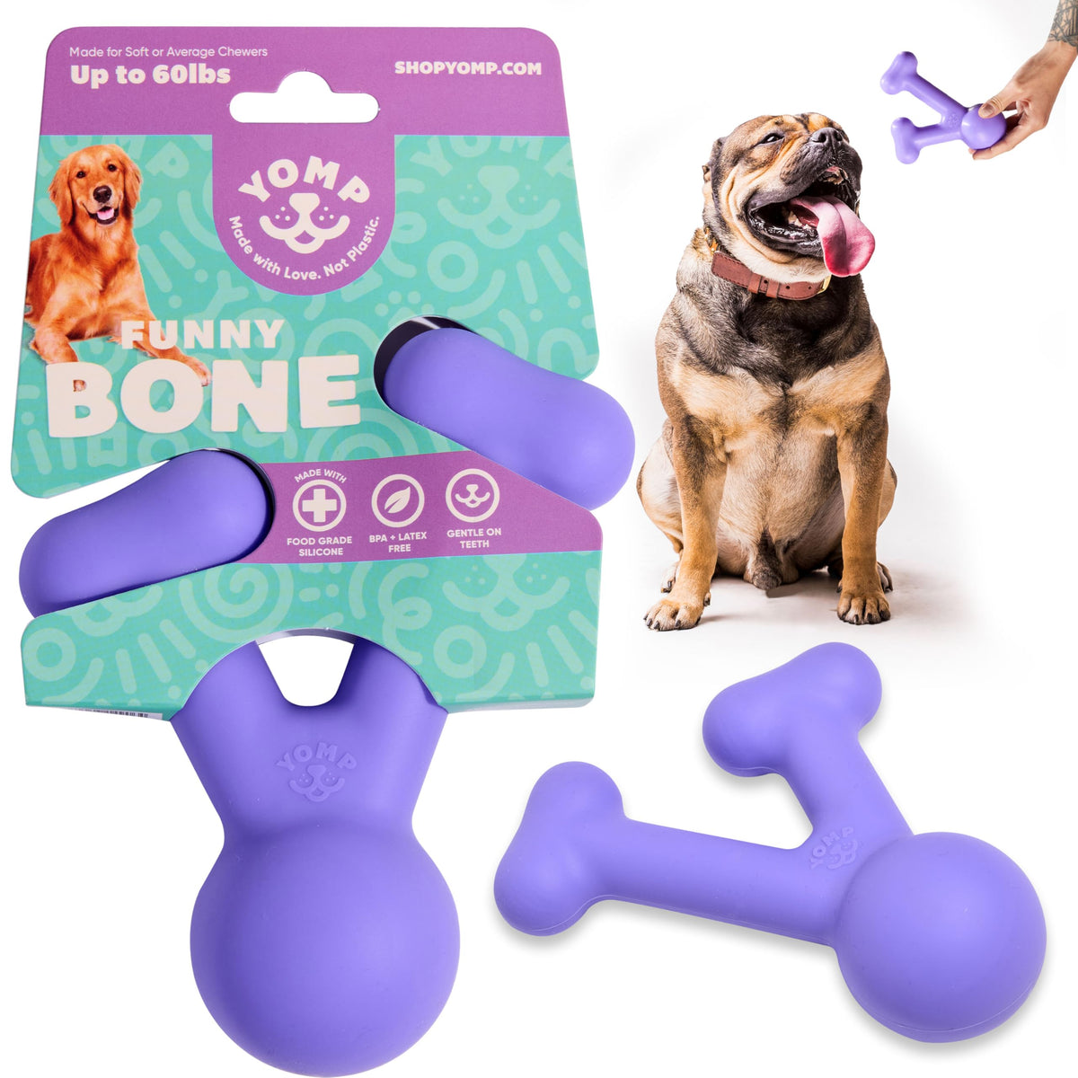 Yomp FunnyBone Wish Bone Dog Chew Toy – Interactive Teething Toy for Puppies Soft and Medium Chewers – Pet-Safe Non-Toxic Silicone Chew Bone