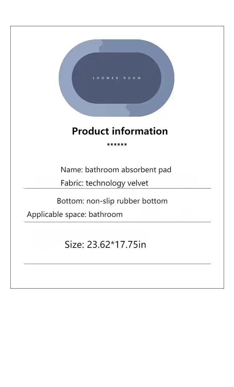 Modern Green Oval Non-Slip Bath Mat for Home Decor