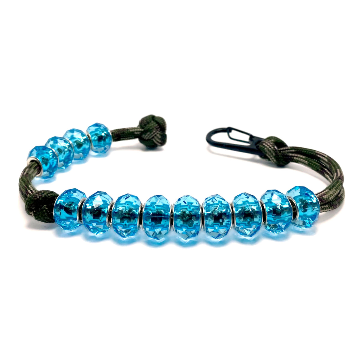 LAMIBEE Paracord Bead Ranger Counter Durable 550 lbs Paracord String with 13 Beads Easy Scorekeeping Hand-Braided with Clip for Camping Hiking Swimming (Blue Sky)