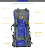 60L Waterproof Outdoor Hiking Backpack for Travel