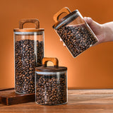 Airtight Glass Canister with Wood Lid for Kitchen Storage