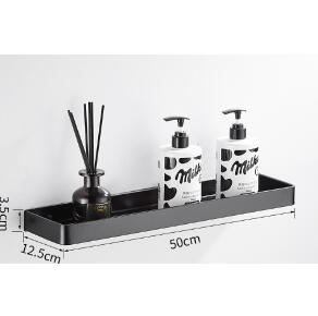 Black Aluminum Bathroom Shelf - Wall-Mounted Storage Rack