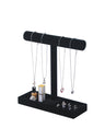 Justsoso Multi-Use Jewelry Holder Stand Necklace Bracelet Ring Organizer Stand Scrunchie Watches Velvet Jewelry Holder Stand With Tray for Women Home Use(Black Color)