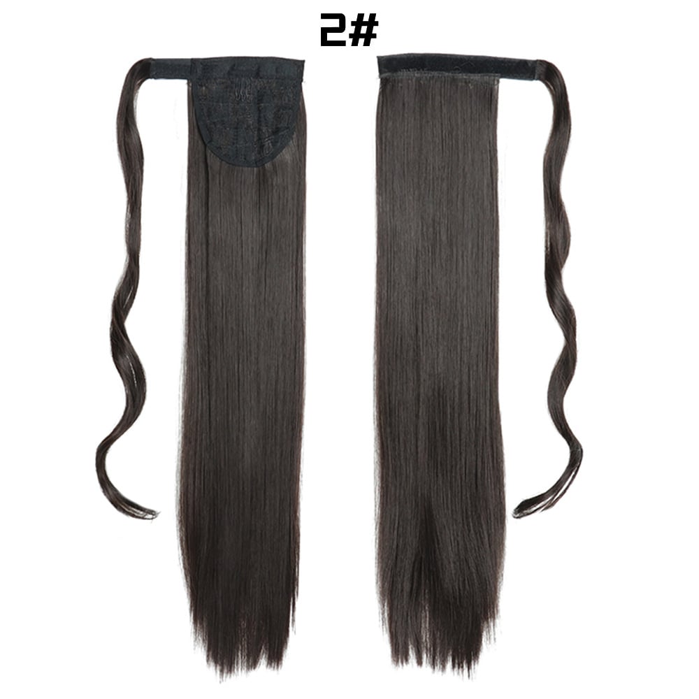 European American Long Straight Hair Velcro Ponytail