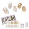 NAILOG Semi Cured Gel Nail Strips (20 Extra Long Polish Stickers/Wraps) │ Glossy & Long Lasting Soft Gel Finishing (White Marble)