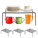 Redrubbit 4 Pack Large (15.7 x 9. 4 Inch) Cabinet Storage Shelf Rack Rustproof Kitchen Counter and Cabinet Shelf Storage Rack Organizer for Kitchen Fridge Cabinet Bathroom Black