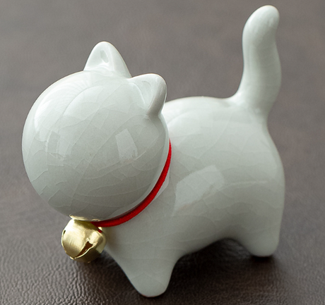 Cute Cat Ceramic Figurine for Mini Tea Garden Decor