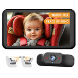 Babyvue Baby Car Camera Plug-Play 4.5" 1080P HD Crystal Clear View Baby Car Mirror Monitor with 3X Zoom Safety 360 Rotation Rear Facing Car Seat for Baby