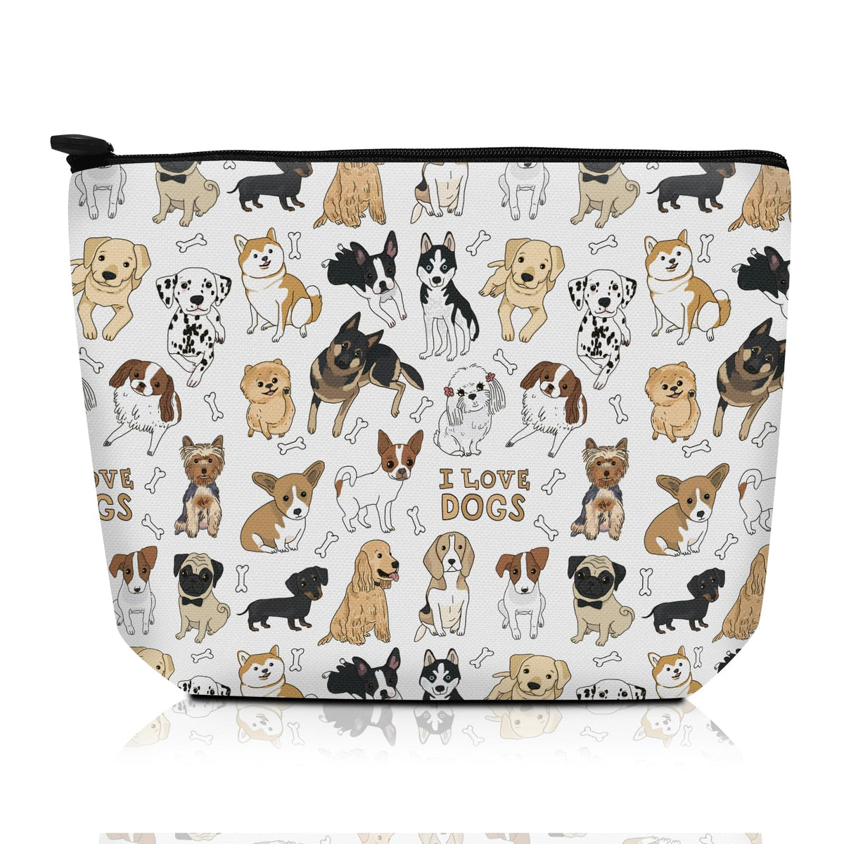 ADQWIOVL Cosmetic Bag Makeup Bag Birthday Gifts for Women Mom Cute Canvas Toiletry Bag Durable Travel Toiletry Makeup Organizer Zipper Pouch Lipstick Pouch Cute Doodle Dog