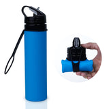 FOGESION Collapsible Water Bottles BPA Free 20 Oz Food Grade Silicone Leak Proof Simple Modern Jug Essentials For Activities Such As Travel Camping Hiking Biking Sports (Blue)
