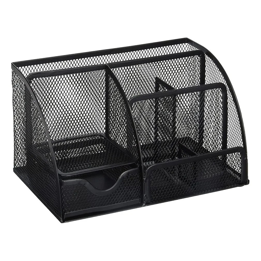Large Capacity Metal Desktop Organizer - Pen & Document Holder
