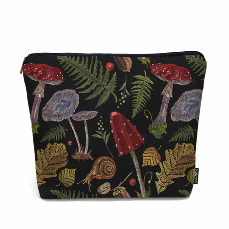 Kalygon Women Makeup Organizer Bag Mushroom Jungle Snail Berries Autumn Leaves Mushrooms Flax Cosmetic Bag Makeup Bags Toiletry Bag Accessories Organizer Travel Bags For Home Bathroom Office Hotel Gym