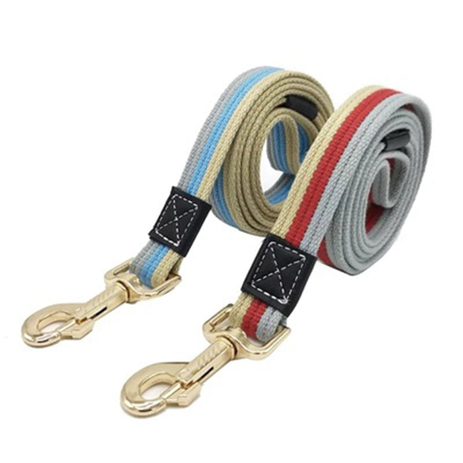Striped Dog Leash with Safety Rope and Traction Line