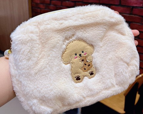 Cartoon Bear Plush Bag - Cute Makeup Storage Organizer