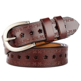 Women's Casual Leather Belt with Stylish Floral Design