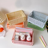 Mini Folding Plastic Storage Box for Desk Organization