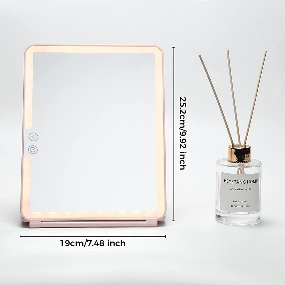 Large Lighted Portable Folding Makeup Mirror – Rechargeable, Magnifying, Travel-Friendly