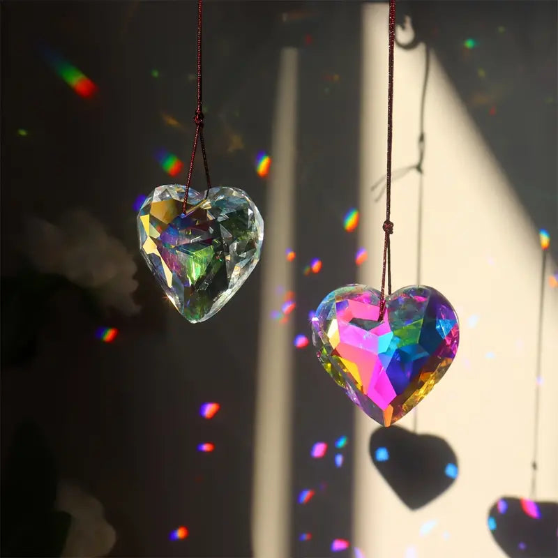 Heart-Shaped Sun Catcher Crystal Pendant for Home Decor