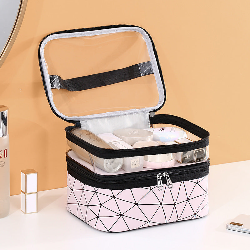 Double-Layer Waterproof Makeup Organizer Box