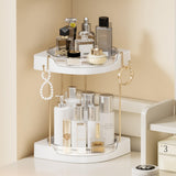 DOADW Bathroom Countertop Organizer - 2 Tier Rotating Makeup and Skincare Organizer Countertop - Lazy Susan Bathroom Organizers and Storage Countertop with 2 Hook (Clear)