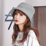 Embroidered Fisherman Hat with Lamb Hair Detail