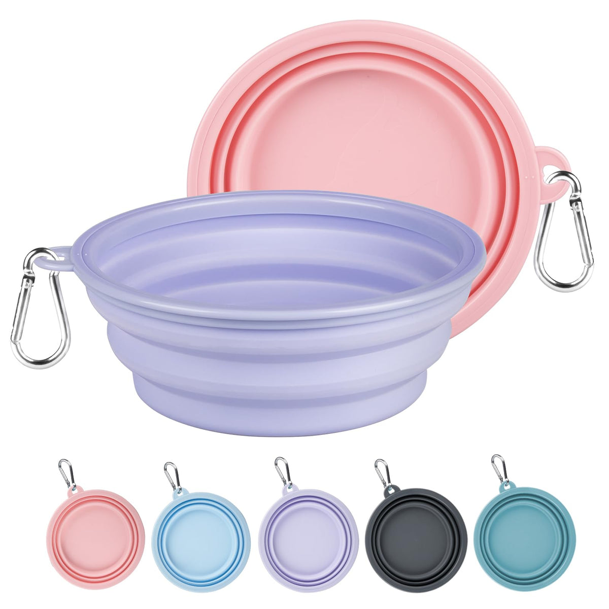 Kytely Collapsible Dog Bowls Medium (650ml) 2 Pack Travel Dog Bowls for Dog Cat Portable Dog Water Food Bowl with Clasp Pet Cat Feeding Cup Dish for Outdoor Travel Walking Parking
