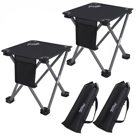 Roptat 2 Pack Camping StoolPortable Folding Compact Lightweight Stool Seat for Camping Fishing Hiking Gardening Outdoor Walking Backpacking Travelling and Beach with Carry Bag (Black)