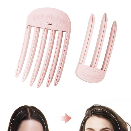 2 Pack Wind Shaping Styling Comb for Fluffy Bangs for Volume and Heatless Curls Quick Hair Styling Tools Volumizing Hair Clips for All Hair Types No-Trace Hair Root Lifting Clips Men Women (Pink)