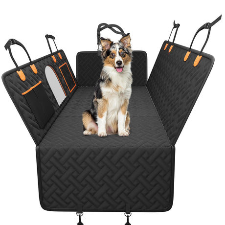YITAHOME XL 56" Dog Car Seat Cover 100% Waterproof Back Seat Extender for Dogs Dog seat Cover for Back seat Hard Bottom Holds 400lbs Pet Protector with Mesh Window Scratch-Proof for Trucks SUV