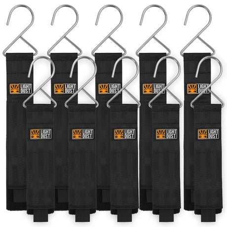 Hanging Extension Cord Holder - Storage Wrap Straps with Metal Hooks 10Pack 15" 22" Heavy Duty Garage Organizer Tool Hangers - Garden Hose Power Electrical Cable Rope RV Shed Camping Organization