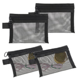 4PCS Black Mini Zipper Mesh Bags 5×4 in Nylon Coin Purse Mesh Zipper Pouch Cosmetic Bags Pencil Case Travel Toiletry Kit Set Storage Case Beauty Makeup Cosmetic Accessories Organizer for Women and Men