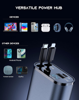 Retractable Car Charger 4 in 1 Fast Car Phone Charger 120W With USB Type C Cable