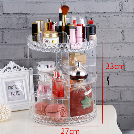 Diamond Pattern Acrylic Rotating Makeup Organizer