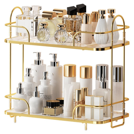 Oifecsie Bathroom Organizer Countertop 2 Tier Cosmetic Skincare Perfume Organizer Bathroom Counter Makeup Perfume for Dresser Vanity Tray Kitchen Spice Rack for Storage Shelf
