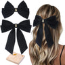 2Pcs Velvet Hair Bows Set – Black Elegant Bow Clip & Long Ribbon Hair Clip Personalized Hair Accessories for Women Girls & Kids Gift for Weddings Birthdays Christmas-S