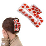 ZEYER Hair Clip Valentines Day Hair Clip for Women Large Romantic Red Heart Hair Claw Clips Strong Hold Jaw Clips 1Pcs