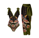 Vintage Women's Printed One Piece Swimsuit