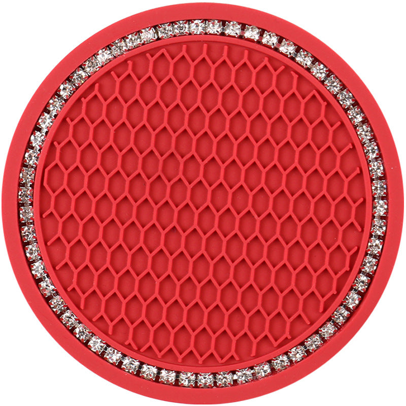 Creative Honeycomb Car Cup Holder Mat with Rhinestones