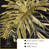 Black and Gold Leaf Wall Canvas Art for Home Decor