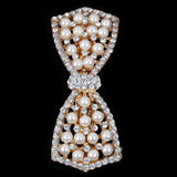 Elegant Pearl Bow Hair Clip with Diamond Accents