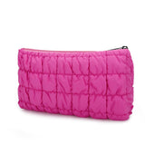 E-Tree Cute Makeup BagQuilted Cosmetic CaseMake up Pouch for PurseTravel Toiletry Zipper PouchZipper Skin Care Bag for Women Cotton Makeup Organizer (Hot Pink)