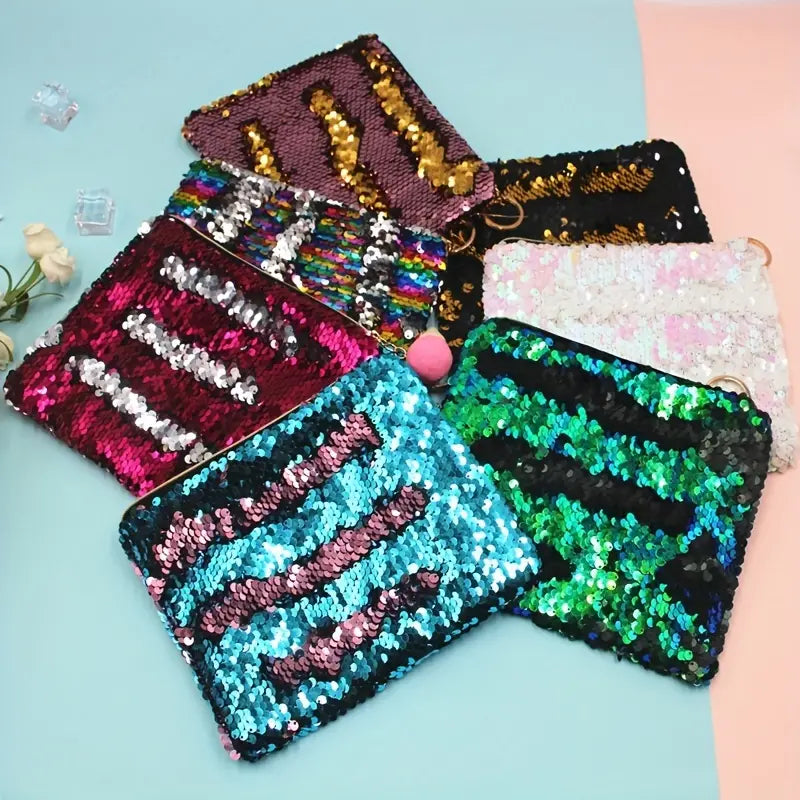 Two-Tone Mermaid Sequin Makeup Organizer Pouch