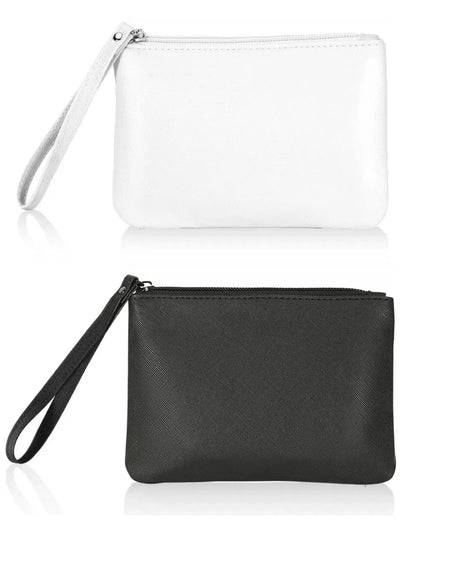 2 Pack Mini Makeup Bag Small Cosmetic Bag for Purse Organizer Pouches Zipper Coin Holder for Car Change Essential Period Little Wristlet Tiny 4.5 x 6.5 Clutch Stadium Approved Black White