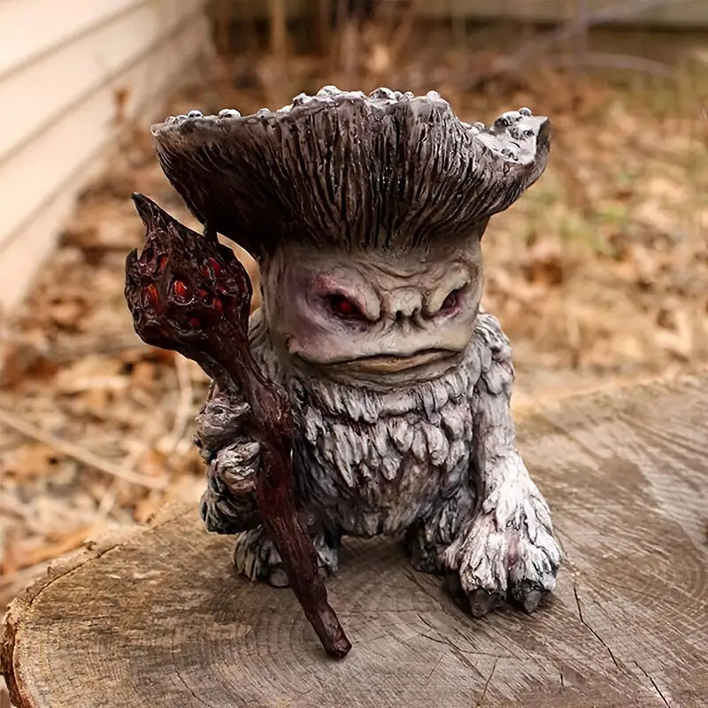Fairy Mushroom Monster Troll Statue for Garden Decor