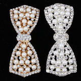 Elegant Pearl Bow Hair Clip with Diamond Accents