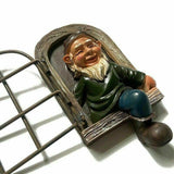 Elf Out The Door Window Tree Hugger Garden Gnome Statue