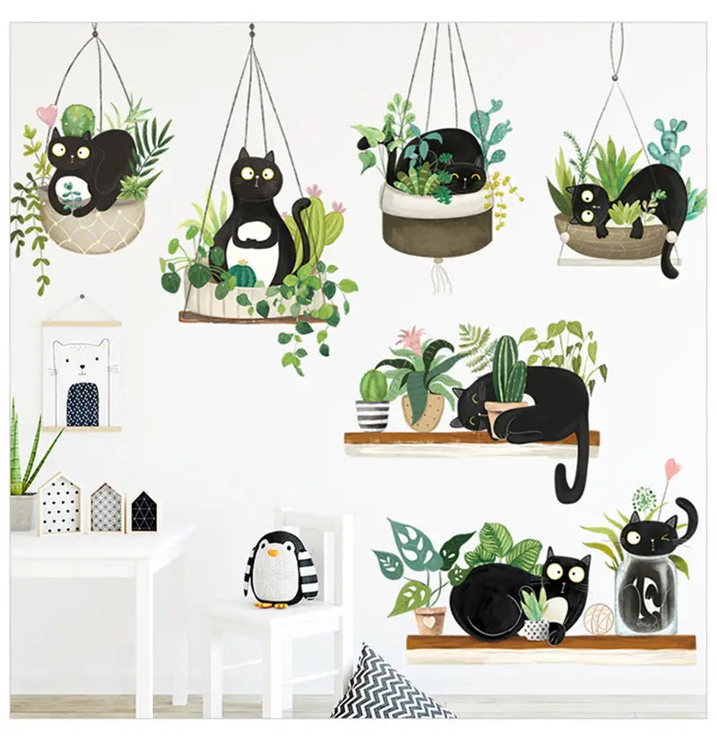 Adorable Cat Plant Stickers for a Fun Home Decor