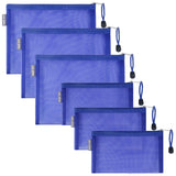HRX Package Nylon Mesh Cosmetic Bags with Zipper 6pcs Royal Blue Makeup Pouches Organizer Case for Travel Purse Diaper Bag